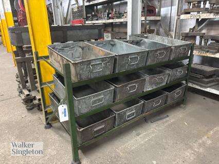 3 tier rack with 12 metal storage bins