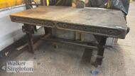 2m x 1m x 0.14m heavy duty steel welding table & single door cabinet - 2