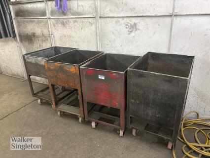 4 x mobile steel bins