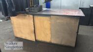 1.5m x 0.9m metal welding bench with 2 x single door cabinets & personnel locker - 4