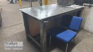 1.5m x 0.9m metal welding bench with 2 x single door cabinets & personnel locker - 5
