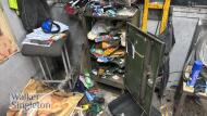 1.95m x 1.05m x 0.14m heavy duty metal work bench & single door cupboard - 3