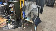 1.95m x 1.05m x 0.14m heavy duty metal work bench & single door cupboard - 4