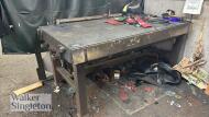 1.95m x 1.05m x 0.14m heavy duty metal work bench & single door cupboard - 5