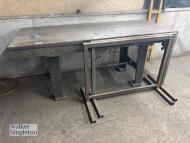 1.83m x 0.7 x 0.12 heavy duty metal welding bench & a pair of trestles