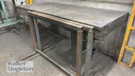 1.83m x 0.7 x 0.12 heavy duty metal welding bench & a pair of trestles - 3