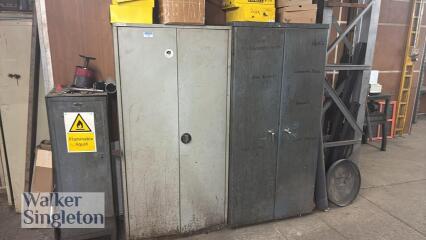 2 x double door stationery cabinet & contents