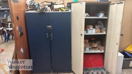 2 x double door cabinets and contents
