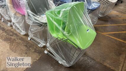 4 x lime green on chrome frame chairs - New