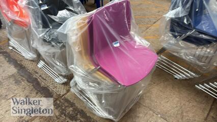 2 x purple & x2 yellow on chrome frame chairs - New