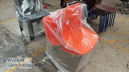 4 x orange on chrome frame chairs - New