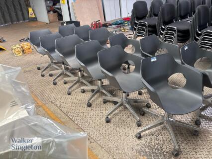 6 x grey mobile tub chairs on chrome frame - new