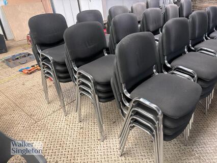 12 x black upholstered, chrome framed office chairs