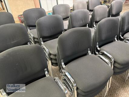 12 x black upholstered, chrome framed office chairs