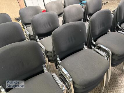 12 x black upholstered, chrome framed office chairs