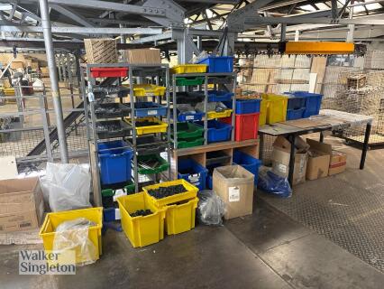 Racks and contents to include table and chair feet inserts