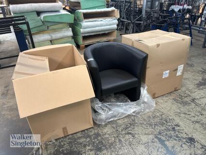 2 x real piel nera reception chairs - New