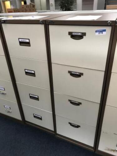 2 x TRIUMPH Two Tone Brown 4 Drawer Filing Cabinets