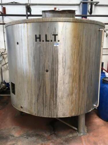 Hot Liquor Tank; Tank Dimensions: 1,900mm Diameter x 1,500mm x 2,300mm (H) Part of a 20 Barrell Brew Line

Note Pipework Extends to the First Joint