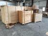 4 Wooden Packing Crates in Various Sizes to include contents of Flatpack Cardboard Boxes