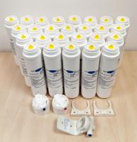 25 x Waterlogic PU-4020 Taste & Odour Reduction Water Filters for use in Waterlogic WL2500 water coolers as standard. Lot also includes 2 x additional Filter Heads to easily adapt other water coolers to take these filters. Lot also includes 1 x Pentek QC10-CBR Filter Head for Pentek water filters.; Location: