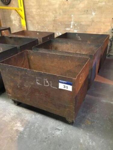 3 Mobile Steel Scrap Bins; Dimensions: 1,000mm x 600mm x 700mm