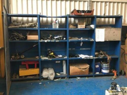 Contents of 4 Bays of Steel Storage Units to include Valves, Insulation, Tensioner Straps, Etc.