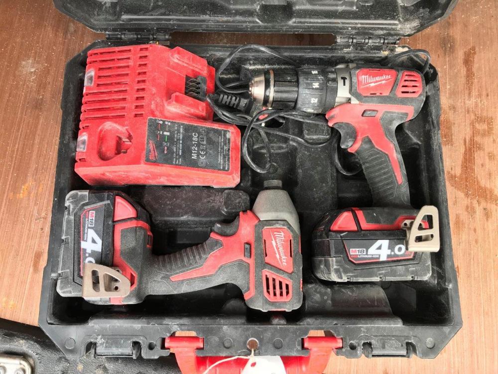 M18 BPD Cordless Combi Drill with BID Cordless Impact Drill Set, 2 x 4.0Ah Batteries and Charger Note: All Power Tools are located off site and avaiable to