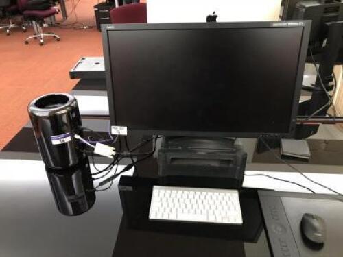 APPLE Mac Pro Desktop; Processor: GenuineIntel, Intel(R) Xeon(R) CPU E5-1620 v2 @ 3.70GHz, Cores: 4, Stepping: 4, Current Speed: 3900MHz, External Clock: 25 MHz, Voltage: 1.2 V; RAM: 28GB; Hard Drive Size: 251 GB SSD, Mouse and Keyboard; Model: A1481; EMC