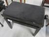 Upholstered Black Adjustable Piano Stool Bench - 2