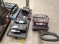 3 Plastic Mobile Trollies and 7 Various Batteries