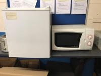 Contents of Canteen to Include; x4 High Stools; Microwave; Refridgerator; Toaster; Hot Water Urn; Slimline Dishwater and Fire Safe Drawers