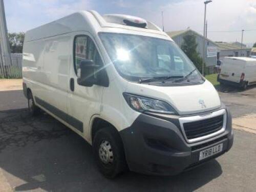 PEUGEOT Boxer 335 Pro L3H2 2.0 Blue Hdi 130PS Refrigerated Panel Van with GAH Chiller Unit; VRM: YR18LLD; Odometer Reading: 45,825; DOR: 2 May 2018; MOT: Not Applicable until May 2022  (NOTE: This vehicle is subject to finance and in turn final bids are s