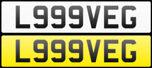 Cherished Registration Mark: L999VEG; Note: Currently Held on Retention Certificate